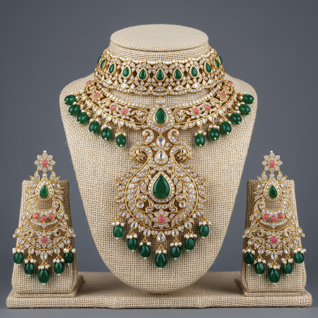 Emerald Pink Royal Heirloom Bridal Set