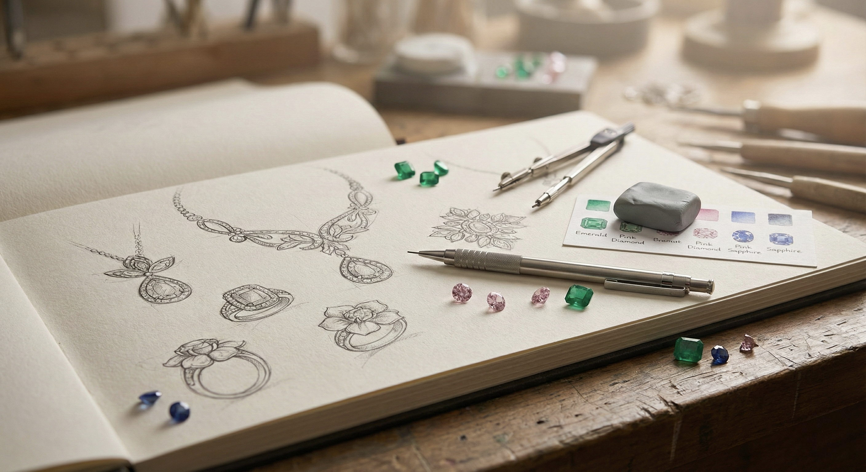 A hand sketching a jewelry design